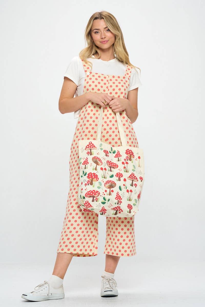 RED MUSHROOM PRINT TOTE BAGS